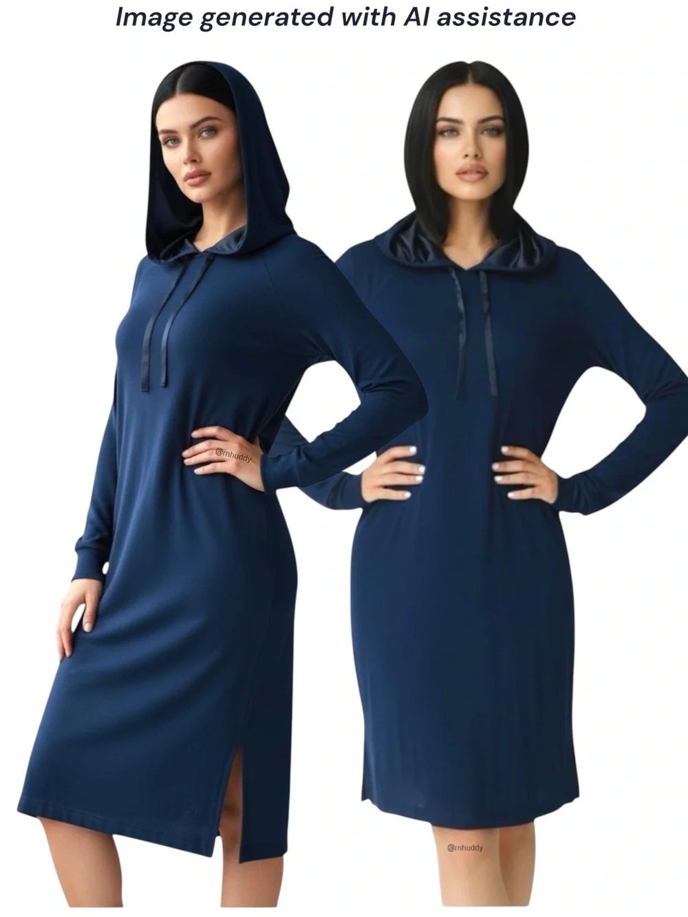 Cozy Earth XS navy hooded bamboo rib knit dress